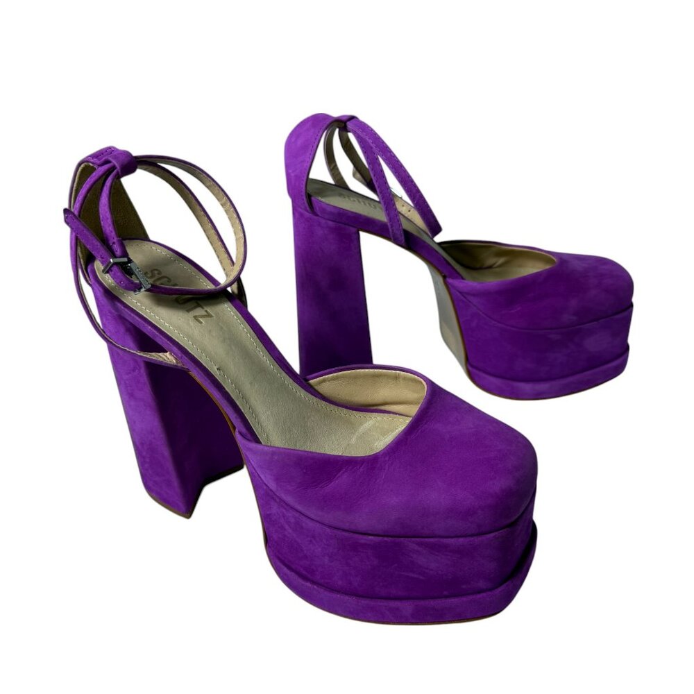 Schutz Luan Purple Suede Platform Heels – Size 7.5B
